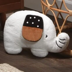 Patchwork Jungle Elephant Pillow Plush -Lambs & Ivy patchwork jungle pillow lifestyle