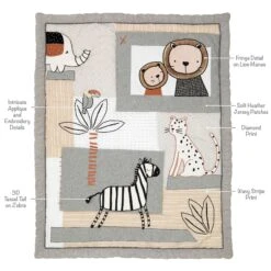 Patchwork Jungle 4-Piece Crib Bedding Set -Lambs & Ivy patchwork jungle quilt callout
