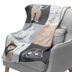 Star Wars The Force Patchwork Knit Blanket -Lambs & Ivy patchwork knit blanket lifestyle