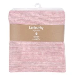 Signature Pink Knit Baby Blanket -Lambs & Ivy pink knit blanket pkg
