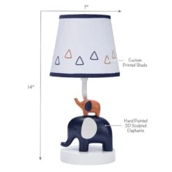 Playful Elephant Lamp With Shade & Bulb -Lambs & Ivy playful elephants lamp callouts