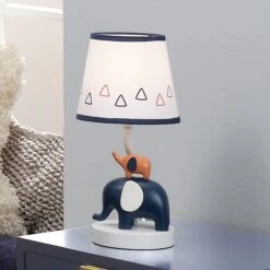 Playful Elephant Lamp With Shade & Bulb -Lambs & Ivy playful elephants lamp lifestyle