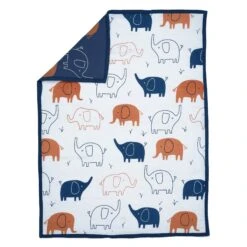 Playful Elephant 3-Piece Crib Bedding Set -Lambs & Ivy playful elephants quilt back fold