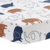 Playful Elephant Cotton Fitted Crib Sheet -Lambs & Ivy playful elephants sheet