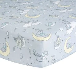 Winnie The Pooh Cozy Friends Gray Fitted Crib Sheet