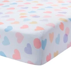 Rainbow Hearts Fitted Crib Sheet