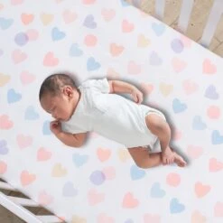 Rainbow Hearts 3-Piece Crib Bedding Set -Lambs & Ivy rainbow hearts sheet baby 66ab1286 7a34 492c b4ee 04405c104cd2