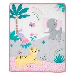 Rainbow Jungle 3-Piece Crib Bedding Set -Lambs & Ivy rainbow jungle quilt