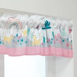 Rainbow Jungle Window Valance -Lambs & Ivy rainbow jungle valance lifestyle