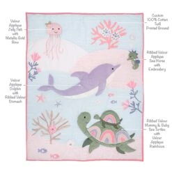 Sea Dreams 3-Piece Crib Bedding Set -Lambs & Ivy sea dreams quilt calllout