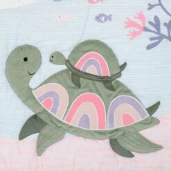 Sea Dreams 3-Piece Crib Bedding Set -Lambs & Ivy sea dreams quilt detailc