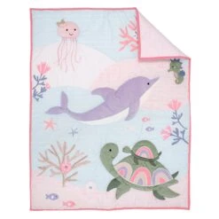 Sea Dreams 3-Piece Crib Bedding Set -Lambs & Ivy sea dreams quilt fold