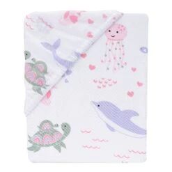 Sea Dreams Cotton Fitted Crib Sheet -Lambs & Ivy sea dreams sheet fold