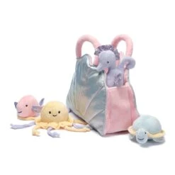 Sea Shell Plush Toy With Animals -Lambs & Ivy sea shell plush set c