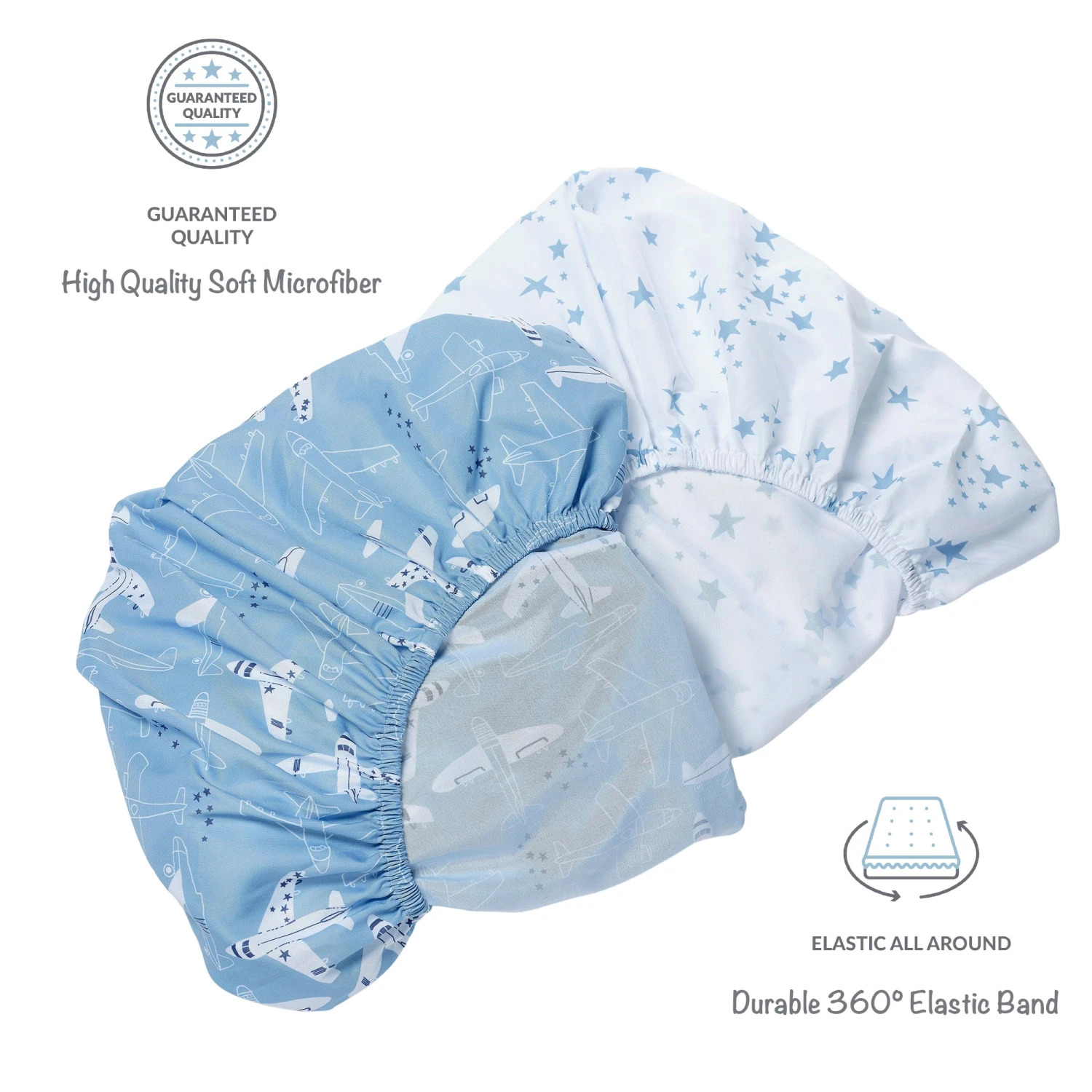 Airplane/Stars 2-Pack Fited Crib Sheet Set 5 Airplane/Stars 2-Pack Fited Crib Sheet Set - Image 3