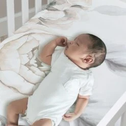 Signature Watercolor Floral Organic Cotton Fitted Crib Sheet -Lambs & Ivy signature watercolor sheet baby b