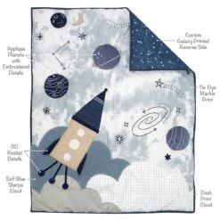 Sky Rocket 5-Piece Crib Bedding Set -Lambs & Ivy sky rocket quilt callouts a