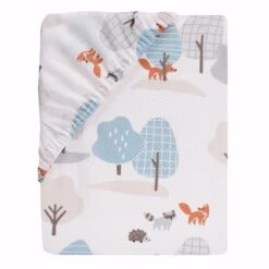 Sleepytime Bear Fitted Crib Sheet -Lambs & Ivy sleepytime bear sheet fold