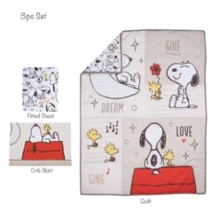 Snoopy Love 3-Piece Crib Bedding Set -Lambs & Ivy snoopy love 3pc set callout