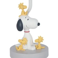 Classic Snoopy & Friends Lamp With Shade & Bulb -Lambs & Ivy snoopy woodstock lamp detail