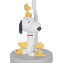 Classic Snoopy & Friends Lamp With Shade & Bulb -Lambs & Ivy snoopy woodstock lamp detail a