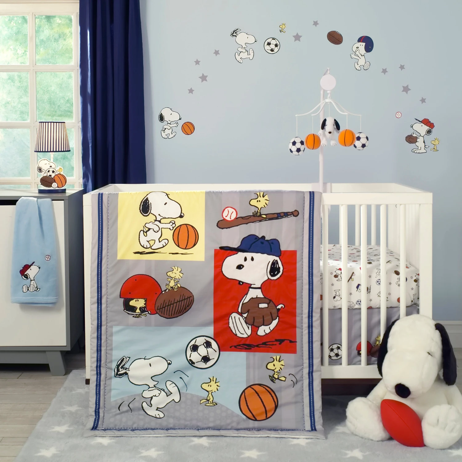 Snoopy Sports 3-Piece Crib Bedding Set 3 Snoopy Sports 3-Piece Crib Bedding Set