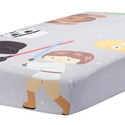 Star Wars Galaxy Fitted Crib Sheet -Lambs & Ivy star wars placement sheet b