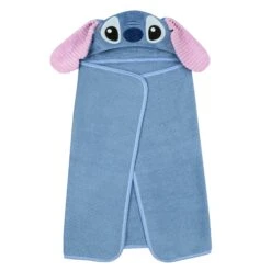 Disney's Stitch Hooded Bath Towel -Lambs & Ivy stitch hooded towel fold a