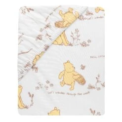 Storytime Pooh Cotton Fitted Crib Sheet -Lambs & Ivy storytime pooh sheet fold