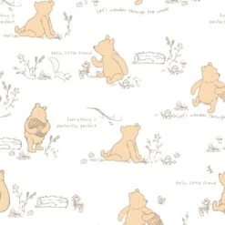 Storytime Pooh Cotton Fitted Crib Sheet -Lambs & Ivy storytime pooh sheet swatch full