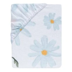 Sweet Daisy Cotton Fitted Crib Sheet -Lambs & Ivy sweet daisy sheet fold
