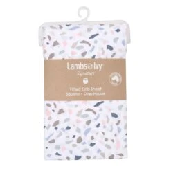 Signature Terrazzo Organic Cotton Fitted Crib Sheet -Lambs & Ivy terrazo sheet pkg