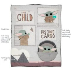 Star Wars The Child 3-Piece Crib Bedding Set -Lambs & Ivy the child quilt callout