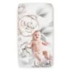 Signature Watercolor Floral Organic Cotton Fitted Crib Sheet -Lambs & Ivy top view floral w baby a