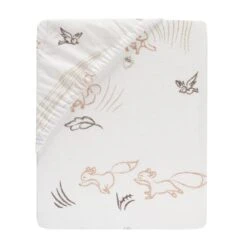 Treetop Fox Cotton Fitted Crib Sheet -Lambs & Ivy treetop fox sheet fold