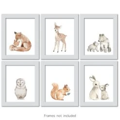 Watercolor Woodland Animals Unframed Wall Art -Lambs & Ivy unframed art forest frame