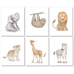 Watercolor Safari Jungle Unframed Wall Art