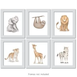 Watercolor Safari Jungle Unframed Wall Art -Lambs & Ivy unframed art jungle frame