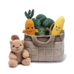 Veggie Basket Interactive Play Set With Plush Toys -Lambs & Ivy veggie plush set a
