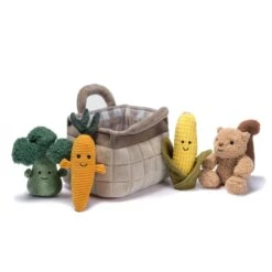 Veggie Basket Interactive Play Set With Plush Toys -Lambs & Ivy veggie plush set d