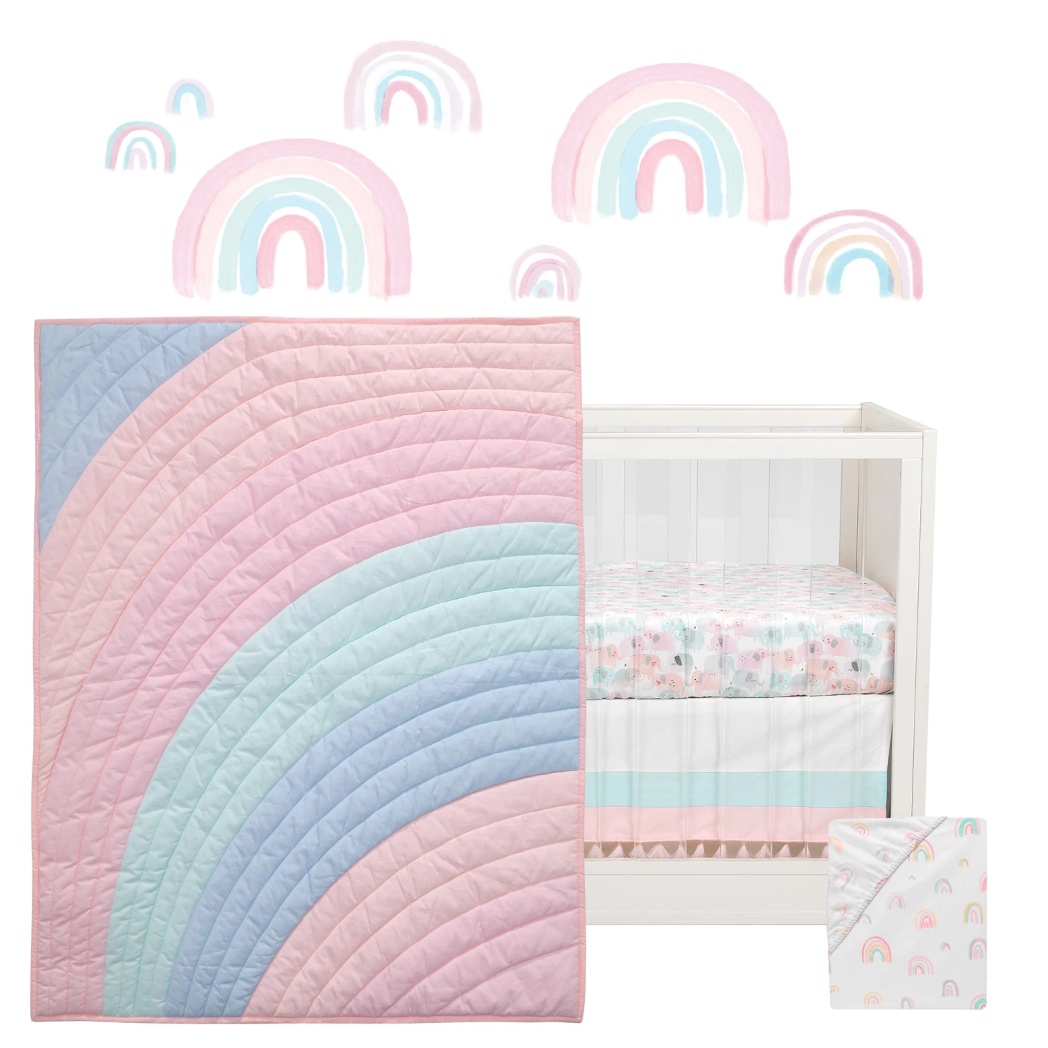 Watercolor Pastel 5-Piece Crib Bedding Set 4 Watercolor Pastel 5-Piece Crib Bedding Set - Image 2