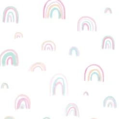 Watercolor Pastel Rainbow Cotton Fitted Crib Sheet -Lambs & Ivy watercolor pastel sheet swatch full