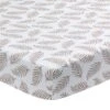 Signature Leaf Print Organic Cotton Fitted Crib Sheet -Lambs & Ivy whites leaf sheet