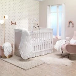 Signature Watercolor Floral Organic Cotton Fitted Crib Sheet -Lambs & Ivy whites room square full oversized floral sheet