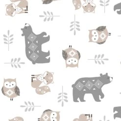 Woodland Forest Cotton Fitted Crib Sheet -Lambs & Ivy woodland forest sheet swatch full