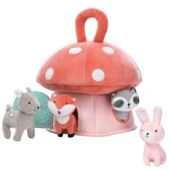 Plush Mushroom Playhouse Interactive Toy With Animals