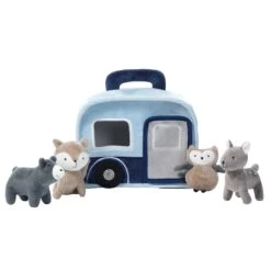 Camper RV Interactive Plush Toy With Animals -Lambs & Ivy woodland trailer soft toy plush a