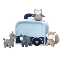 Camper RV Interactive Plush Toy With Animals -Lambs & Ivy woodland trailer soft toy plush d